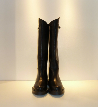 OVYE' BY CRISTINA LUCCHI A871 OVYÉ - SCHWARZE LEDERSTIEFEL MIT SCHNALLENVERZIERUNG, ART. AT2703