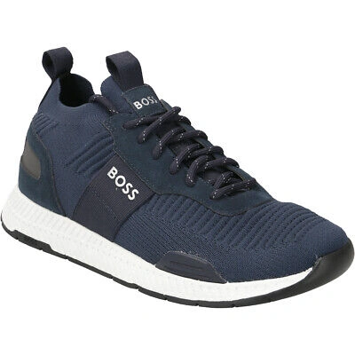 HUGO BOSS BOSS SNEAKER TITANIUM_RUNN, TEXTIL, BLAU, HERREN
