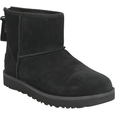 UGG UGG STIEFELETTE CLASSIC MINI LOGO ZIP, RAULEDER, SCHWARZ, DAMEN