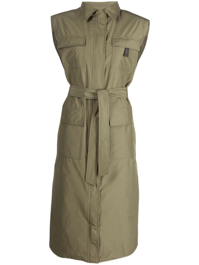 BRUNELLO CUCINELLI BELTED-WAIST SLEEVELESS COAT
