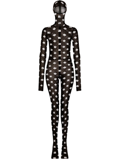 DOLCE & GABBANA LOGO-PRINT HOODED JUMPSUIT