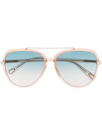 CHLOÉ PILOT-FRAME TINTED SUNGLASSES