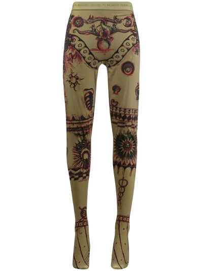 MARINE SERRE GEOTIC TATTOO-PRINT LEGGINGS