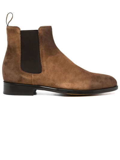 DOUCAL'S TOBACCO BROWN CALF SUEDE CHELSEA BOOTS