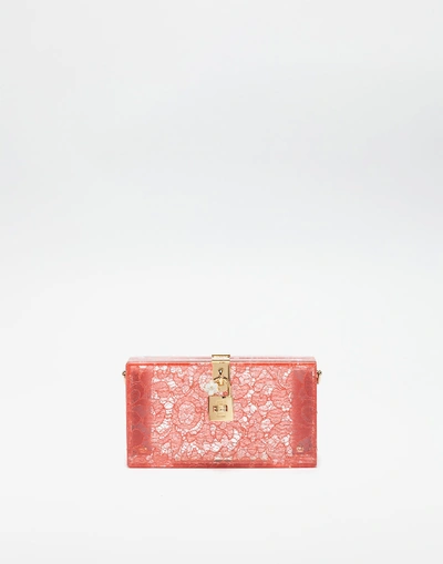 DOLCE & GABBANA DOLCE BOX CLUTCH IN SINT GLASS AND LACE