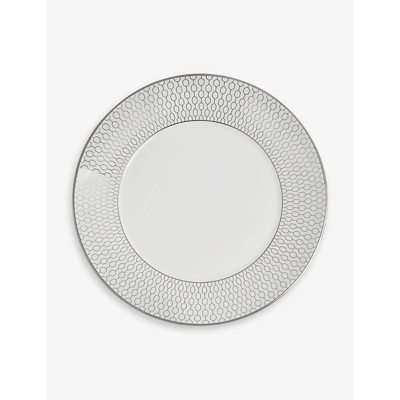 WEDGWOOD GIO PLATINUM METALLIC GEOMETRIC-PATTERN BONE-CHINA PLATE 17CM