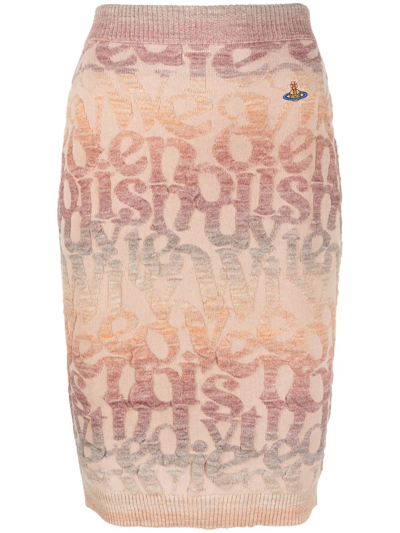 VIVIENNE WESTWOOD LOGOMANIA KNITTED PENCIL SKIRT