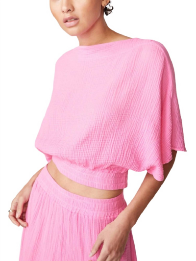 STATESIDE GAUZE DRAPE TOP in Cotton Candy