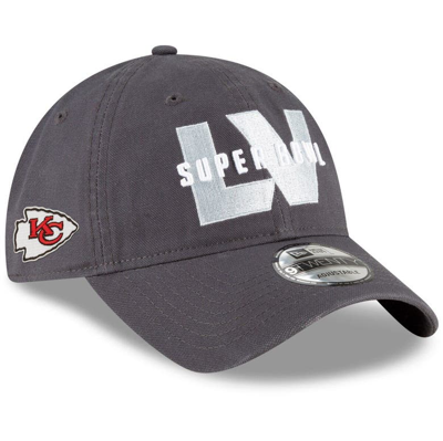 NEW ERA NEW ERA GRAPHITE KANSAS CITY CHIEFS SUPER BOWL LV BOUND 9TWENTY ADJUSTABLE HAT