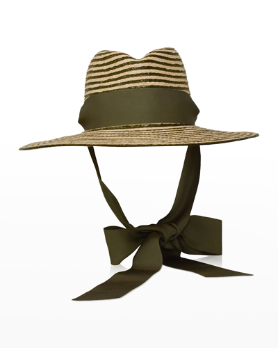 GIGI BURRIS JEANNE PACKABLE STRIPED SUN HAT W/ STRAPS