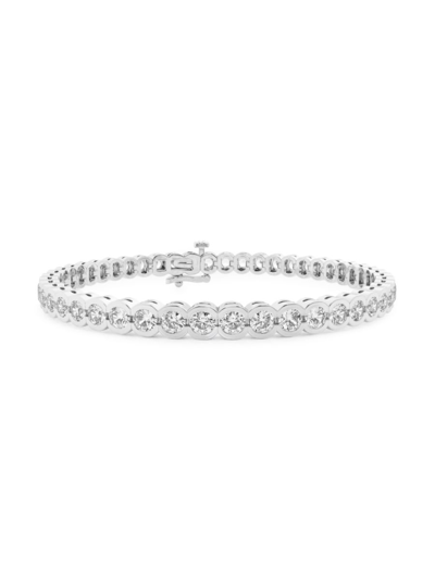 SAKS FIFTH AVENUE WOMEN'S BUILD YOUR OWN COLLECTION 14K WHITE GOLD & LAB GROWN DIAMOND HALF BEZEL TENNIS BRACELET