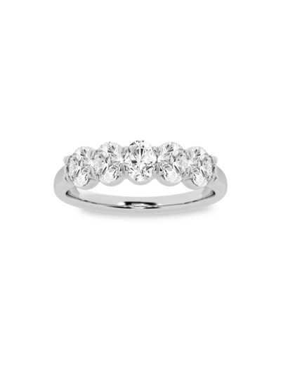 SAKS FIFTH AVENUE WOMEN'S BUILD YOUR OWN COLLECTION 14K WHITE GOLD & 5 LAB GROWN OVAL DIAMOND ANNIVERSARY BAND