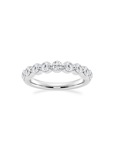 SAKS FIFTH AVENUE WOMEN'S BUILD YOUR OWN COLLECTION 14K WHITE GOLD & 9 NATURAL ROUND DIAMOND WEDDING BAND