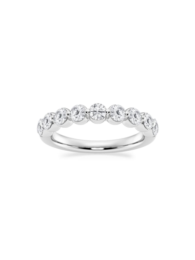 SAKS FIFTH AVENUE WOMEN'S BUILD YOUR OWN COLLECTION 14K WHITE GOLD & 9 NATURAL ROUND DIAMOND WEDDING BAND