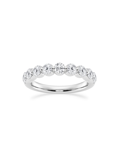 SAKS FIFTH AVENUE WOMEN'S BUILD YOUR OWN COLLECTION 14K WHITE GOLD & 9 NATURAL ROUND DIAMOND WEDDING BAND