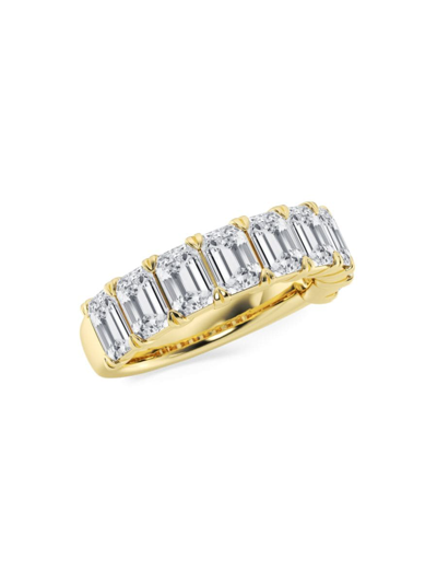 SAKS FIFTH AVENUE WOMEN'S BUILD YOUR OWN COLLECTION 14K YELLOW GOLD & 9 NATURAL EMERALD CUT DIAMOND ANNIVERSARY BAND