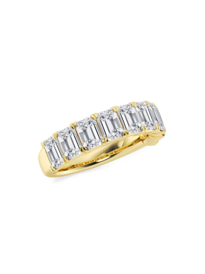 SAKS FIFTH AVENUE WOMEN'S BUILD YOUR OWN COLLECTION 14K YELLOW GOLD & 9 NATURAL EMERALD CUT DIAMOND ANNIVERSARY BAND