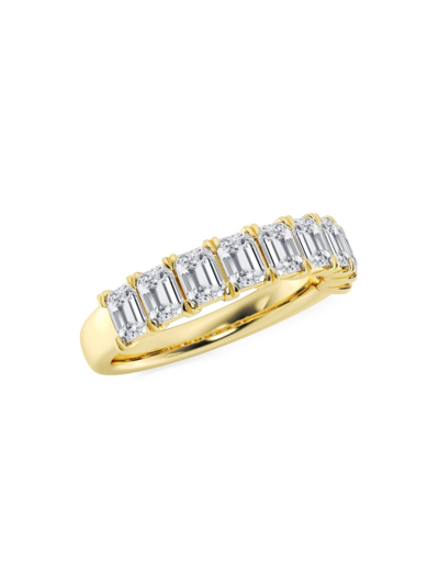 SAKS FIFTH AVENUE WOMEN'S BUILD YOUR OWN COLLECTION 14K YELLOW GOLD & 9 NATURAL EMERALD CUT DIAMOND ANNIVERSARY BAND