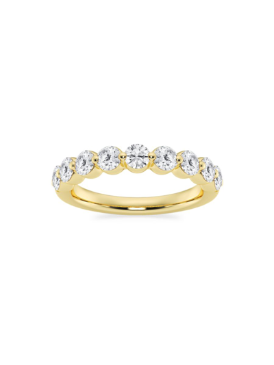 SAKS FIFTH AVENUE WOMEN'S BUILD YOUR OWN COLLECTION 14K YELLOW GOLD & 9 NATURAL ROUND DIAMOND WEDDING BAND