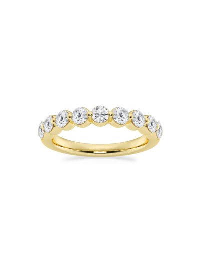 SAKS FIFTH AVENUE WOMEN'S BUILD YOUR OWN COLLECTION 14K YELLOW GOLD & 9 NATURAL ROUND DIAMOND WEDDING BAND