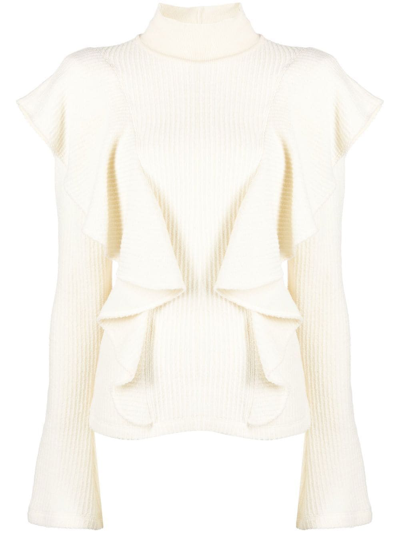 CHLOÉ RUFFLED HIGH-NECK JUMPER