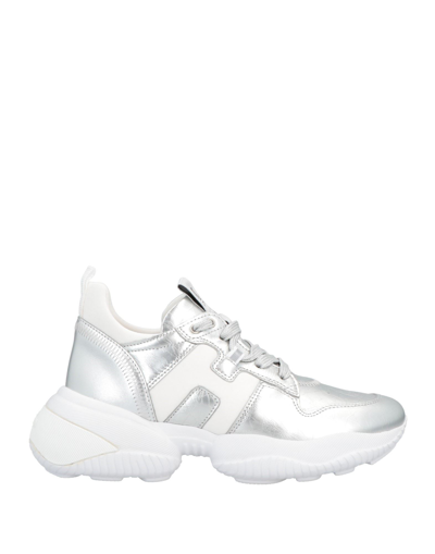 HOGAN HOGAN WOMAN SNEAKERS SILVER SIZE 6.5 SOFT LEATHER