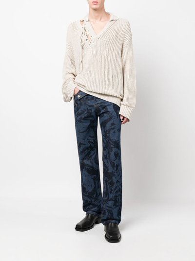 NINAMOUNAH ASYMMETRIC-FRONT STRAIGHT-LEG JEANS