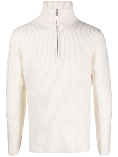 DELL'OGLIO STAND-COLLAR HALF-ZIP JUMPER