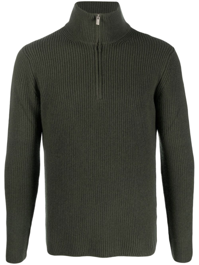DELL'OGLIO STAND-COLLAR HALF-ZIP JUMPER