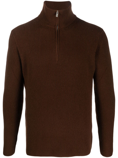 DELL'OGLIO STAND-COLLAR HALF-ZIP JUMPER