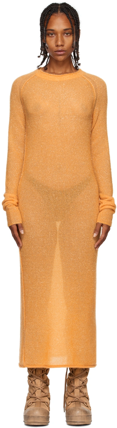 ACNE STUDIOS ORANGE METALLIC THREAD MAXI DRESS