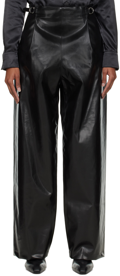 KWAIDAN EDITIONS BLACK SAILOR FAUX-LEATHER TROUSERS