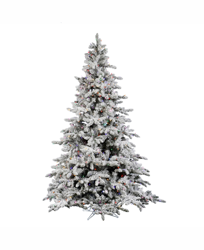 VICKERMAN 7.5 FT FLOCKED UTICA FIR ARTIFICIAL CHRISTMAS TREE WITH 850 MULTI LED LIGHTS
