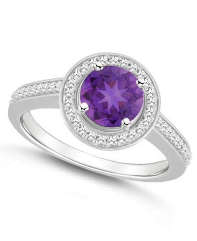 MACY'S AMETHYST (1-1/4 CT. T.W.) AND DIAMOND (1/5 CT. T.W.) HALO RING IN STERLING SILVER