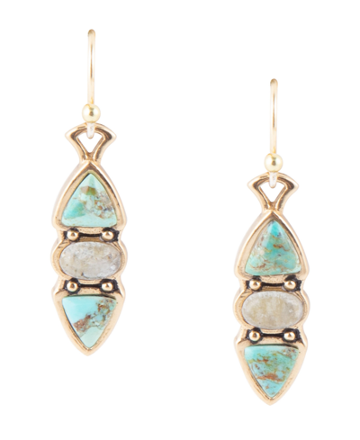 BARSE LABRADOR BRONZE, GENUINE TURQUOISE AND GENUINE LABRADORITE DROP EARRINGS