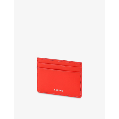 SANDRO LOGO-EMBOSSED LEATHER CARD HOLDER