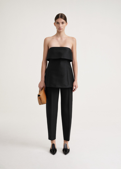 TOTÊME FOLDOVER EVENING TOP BLACK