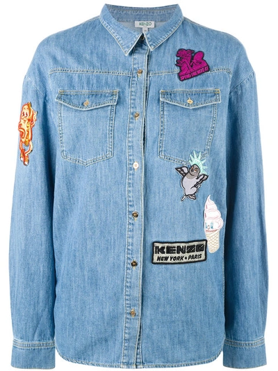 KENZO badges boyfriend denim shirt