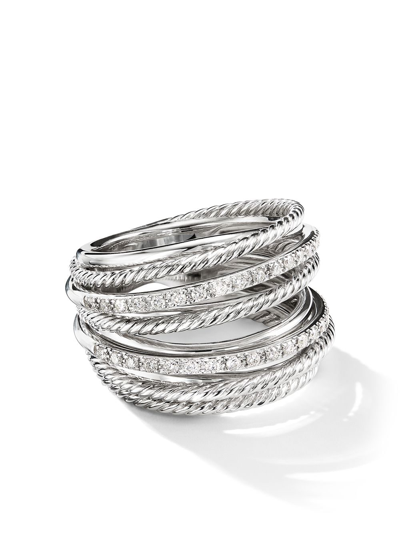DAVID YURMAN STERLING SILVER CROSSOVER DIAMOND RING (17.8MM)