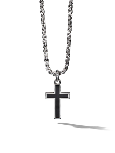 DAVID YURMAN STERLING SILVER EXOTIC STONE CROSS ONYX PENDANT (26MM)