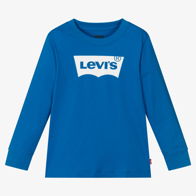 LEVI'S BOYS BLUE COTTON LOGO TOP
