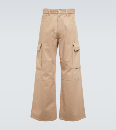 MARNI WIDE-LEG COTTON GABARDINE CARGO PANTS