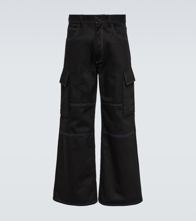 MARNI WIDE-LEG COTTON GABARDINE CARGO PANTS