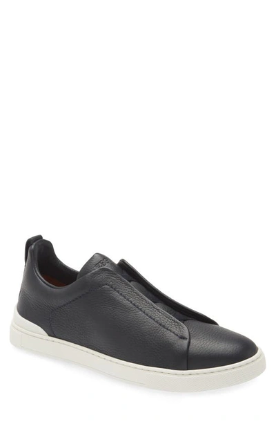 ZEGNA ZEGNA TRIPLE STITCH DEERSKIN LEATHER SLIP-ON SNEAKER