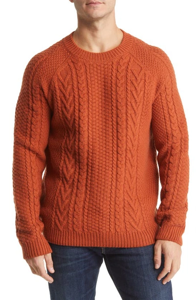 SCHOTT SCHOTT NYC HEAVYWEIGHT WOOL CABLE FISHERMAN SWEATER