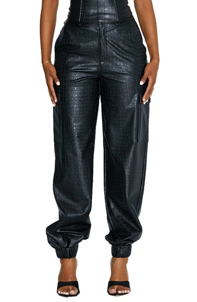 NAKED WARDROBE NAKED WARDROBE THE CROCODILE FAUX LEATHER JOGGERS