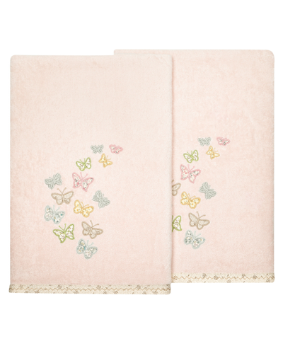 LINUM HOME TURKISH COTTON MARIPOSA EMBELLISHED 2-PC. BATH TOWEL SET