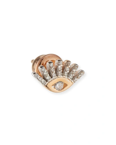 KISMET BY MILKA PROTECT ME 14K ROSE GOLD & DIAMOND EVIL EYE STUD EARRING
