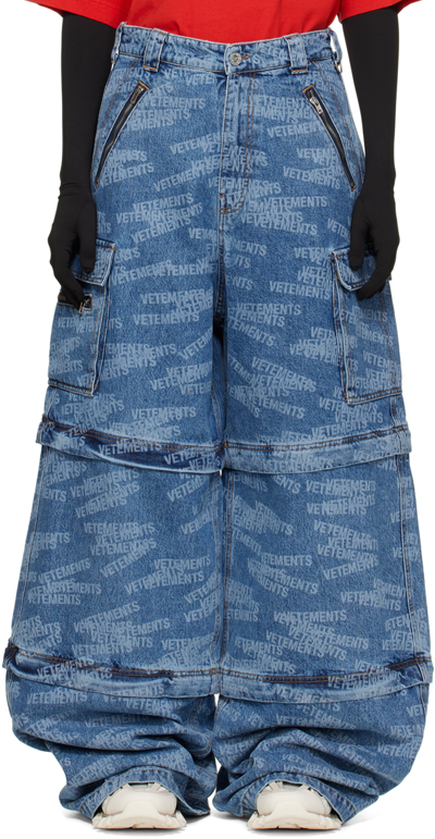 Vetements Blue Big Shape Transformer Jeans In Light Blue