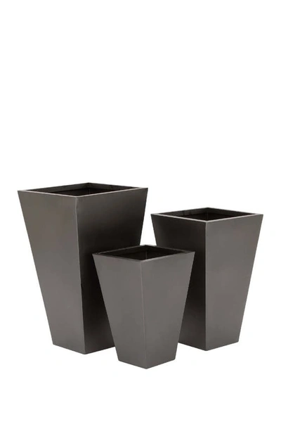 WILLOW ROW WILLOW ROW BLACK METAL CONTEMPORARY PLANTER WITH TAPERED BASE & POLISHED EXTERIOR